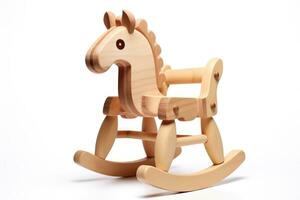 ai gegenereerd houten schommelen paard, kinderen speelgoed- foto