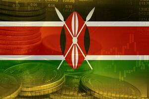 voorraad markt investering handel financieel, munt en Kenia vlag of forex voor analyseren winst financiën bedrijf neiging gegevens achtergrond. foto