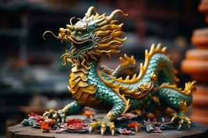 ai gegenereerd Chinese draak. een symbool van geluk en welvaart gedurende Chinese nieuw jaar feesten. foto