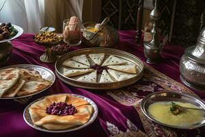 ai gegenereerd tafel met Turks nationaal borden. neurale netwerk ai gegenereerd foto