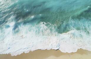 ai gegenereerd antenne foto van mooi turkoois oceaan strand met blauw water.