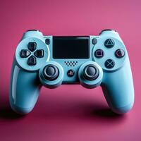 ai gegenereerd gaming controleur geïsoleerd Aan blauw achtergrond realistisch spel controle foto generatief ai