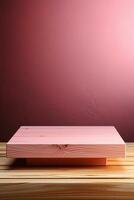 ai gegenereerd roze pastel podium voor Product fotografie foto