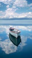 ai gegenereerd minimalistische foto een schip Aan zee