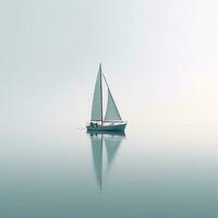 ai gegenereerd minimalistische foto een schip Aan zee