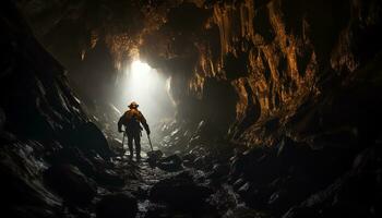 ai gegenereerd onthulling mysteries in de diepten van speleologie foto