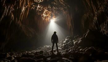 ai gegenereerd onthulling mysteries in de diepten van speleologie foto