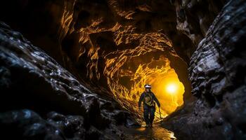 ai gegenereerd onthulling mysteries in de diepten van speleologie foto