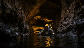 ai gegenereerd onthulling mysteries in de diepten van speleologie foto