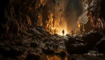 ai gegenereerd onthulling mysteries in de diepten van speleologie foto