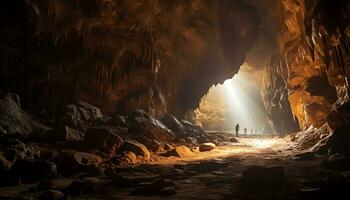 ai gegenereerd onthulling mysteries in de diepten van speleologie foto