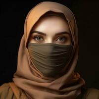 ai gegenereerd moslim meisje met hijab foto