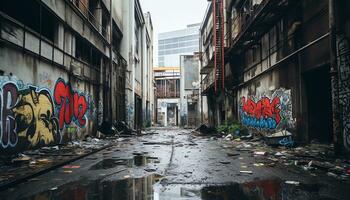 ai gegenereerd onthulling de levendig tapijtwerk van stedelijk exploratie foto