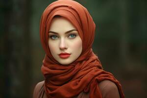 ai gegenereerd mooi Dames vervelend hijab generatief ai foto
