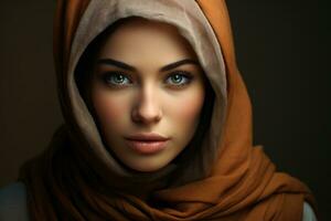 ai gegenereerd mooi Dames vervelend hijab generatief ai foto