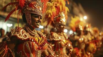 ai gegenereerd carnaval optocht Aan de straat in Rio de Janeiro foto