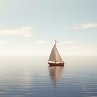 ai gegenereerd minimalistische foto een schip Aan zee