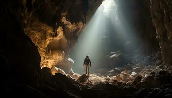 ai gegenereerd onthulling mysteries in de diepten van speleologie foto