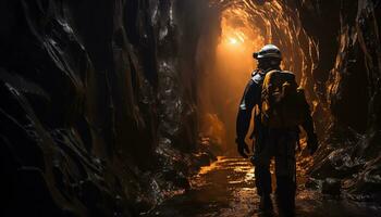 ai gegenereerd onthulling mysteries in de diepten van speleologie foto