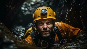 ai gegenereerd onthulling mysteries in de diepten van speleologie foto