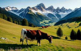 ai gegenereerd oostenrijks alpine pracht idyllisch begrazing in Tirol weide ai gegenereerd foto