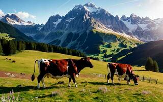 ai gegenereerd oostenrijks alpine pracht idyllisch begrazing in Tirol weide ai gegenereerd foto