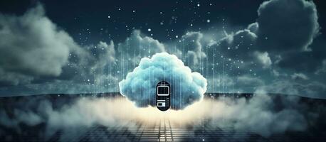 ai gegenereerd wolk tech en rand berekenen technologie concepten met cyberveiligheid bescherming foto