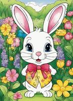 ai gegenereerd konijnen in de illustratie waren genieten van een mooi dag Aan de gras generatief ai foto