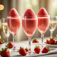 ai gegenereerd een verfrissend en elegant sorbet gemaakt met vers aardbeien en een hint van Champagne. ai generatief foto