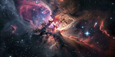 ai gegenereerd nevel en sterrenstelsels in ruimte. abstract kosmos achtergrond. foto