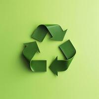 ai gegenereerd recycling symbool Aan minimalistische achtergrond. recyclen, omgeving, groente, natuur foto