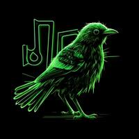 ai gegenereerd een mascotte logo met een vogel in groen neon. generatief ai foto