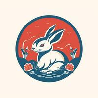 ai gegenereerd een retro logo van een konijn. generatief ai foto