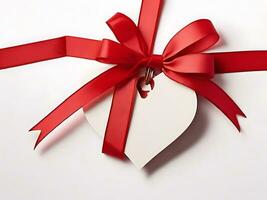 ai gegenereerd Valentijnsdag dag hart vorm label geschenk of kaart decoratie foto