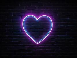 neon Valentijnsdag dag teken hart gloed Aan donker steen foto
