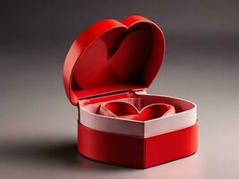 Open hart vormig geschenk doos Valentijnsdag dag concept foto