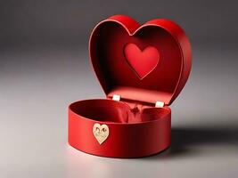 Open hart vormig geschenk doos Valentijnsdag dag concept foto