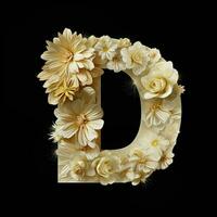 ai gegenereerd bloemen typografie brief d. foto