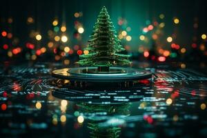 ai gegenereerd Kerstmis boom concept gemaakt van licht spoor technologie concept foto