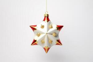 ai gegenereerd ster Kerstmis ornament Aan wit achtergrond foto