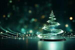 ai gegenereerd Kerstmis boom concept gemaakt van licht spoor technologie concept foto