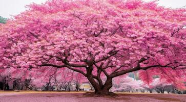 ai gegenereerd roze sakura in de Japan, sakura boom achtergrond, roze boom achtergrond, sakura behang, sakura in voorjaar foto