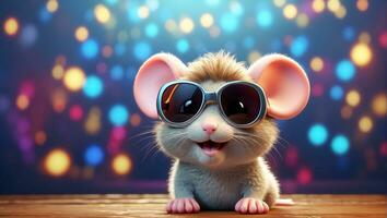 ai gegenereerd schattig grappig muis vervelend zonnebril foto