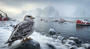ai gegenereerd wild vogel in de arctisch, wild vogel in polair regio foto