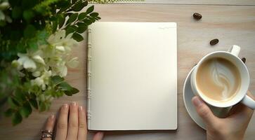 ai gegenereerd bedrijf personen werken tafel, detailopname van pen en papier Aan de tafel foto