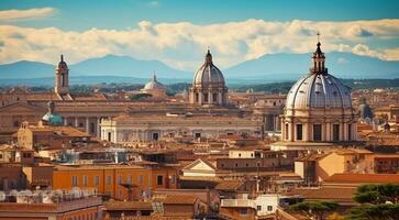 ai gegenereerd panoramisch visie van Rome, panoramisch visie van antiek stad Rome, top visie van de stad foto