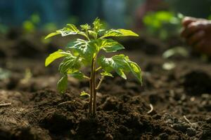 ai gegenereerd groen initiatief nieuw boom geplant net zo een deel van de strijd tegen klimaat verandering ai gegenereerd foto