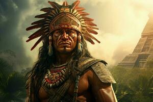 ai gegenereerd verweerd aztec sterk Mens oud piramide. genereren ai foto