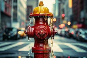 ai gegenereerd stevig hydrant straat stad. genereren ai foto