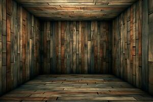 ai gegenereerd een houten kamer, leegte van werkzaamheid, echoën met stil potentieel foto